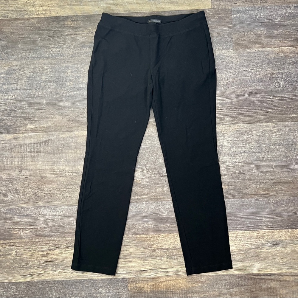 Eileen Fisher Black Straight Leg Knit Pants size extra small XS B18
